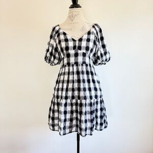 Cato Black and White Checkered Mini Dress